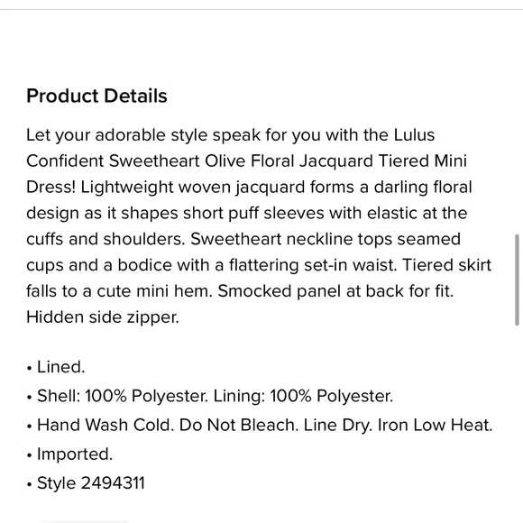 Lulus Confident Sweetheart Olive Floral Jacquard Tiered Mini Dress Green - Picture 6 of 7
